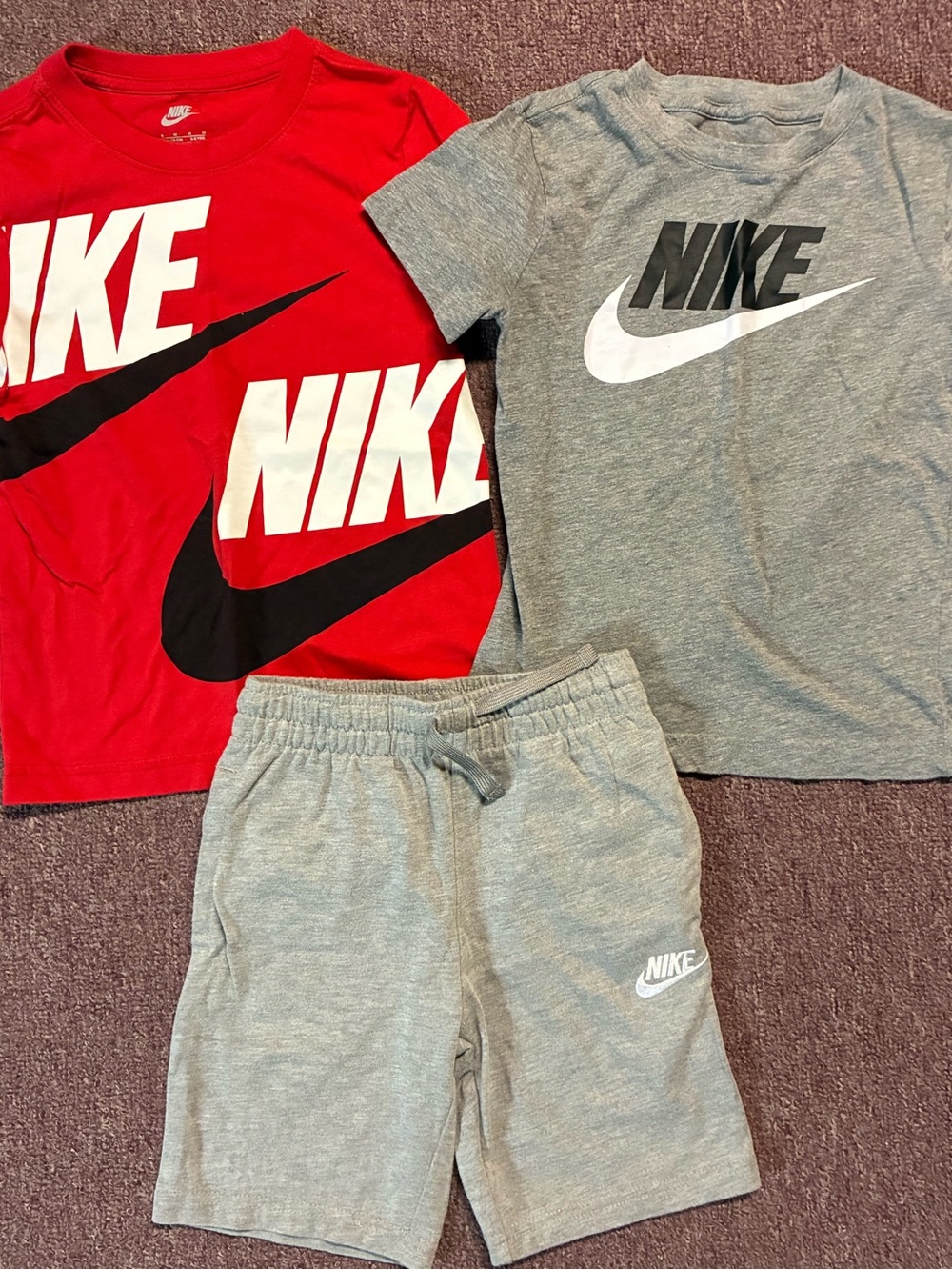 Nike Kids Tee & Short Set - Red and Gray